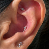 Solid 14k White Gold Evil Eye Stud Earring