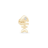 Fishbone Flat Back Stud in Solid 14k Yellow Gold