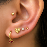 Minimalist Heart Flat Back Stud in Solid 14k Yellow Gold