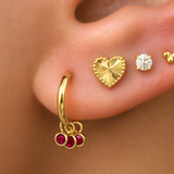 Ruby Charm Hoop in Solid 14k Yellow Gold