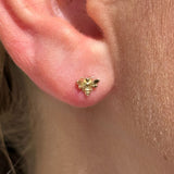 Minimalist Bee Flat Back Stud in Solid 14k Yellow Gold