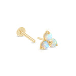 Yellow Gold Trinity Opal Cluster Flat Back Stud