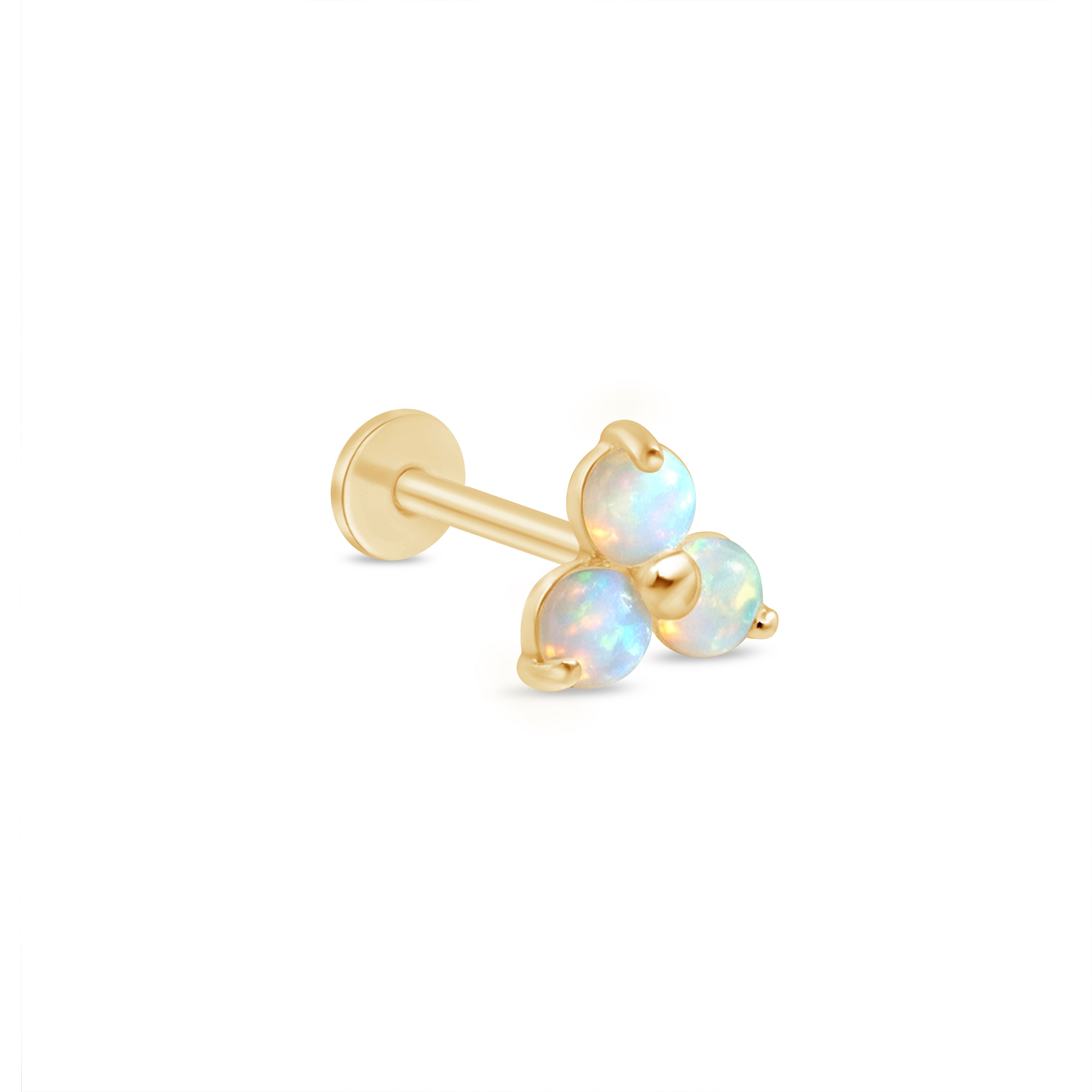 Yellow Gold Trinity Opal Cluster Flat Back Stud