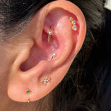 Emerald Ear Cuff in Solid 14k Yellow Gold