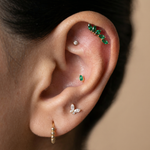 Yellow Gold Marquise Emerald Flat Back Stud Earring