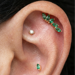 Yellow Gold Marquise Emerald Flat Back Ear Climber