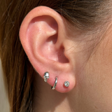 Gemstone Flat Back Stud Milgrain Set in Solid 14k White Gold