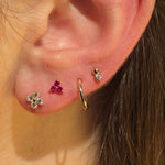 Yellow Gold Beaded Drop Flat Back Stone Earring