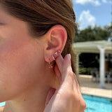 Opal Pavé Studded Huggie Earring in Solid 14k Yellow Gold