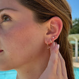 Opal Pavé Studded Huggie Earring in Solid 14k Yellow Gold