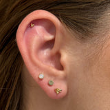 Minimalist Bee Flat Back Stud in Solid 14k Yellow Gold