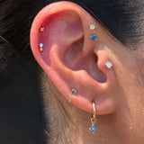 Beaded CZ Drop Stud Earring in 14k Yellow Gold