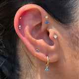 Bead Cluster Flat Back Stud Earrings in Solid 14k Yellow Gold