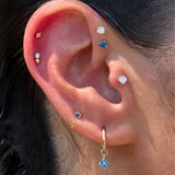 Beaded CZ Drop Stud Earring in 14k Yellow Gold