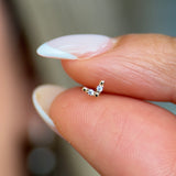 Solid 14k Yellow Gold Chevron CZ Stud Earring