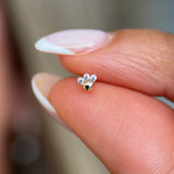 Solid 14k Yellow Gold Triple CZ Beaded Stud