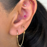 Beaded CZ Drop Stud Earring in 14k Yellow Gold