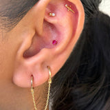 Ruby Cartilage Flat Back Stud Earrings in Solid 14k Yellow Gold