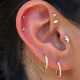 Solid 14k Yellow Gold Star Flat Back Stud Earring