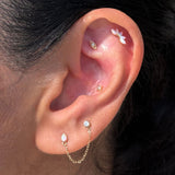 Solid 14k Yellow Gold CZ Starburst Stud Earring