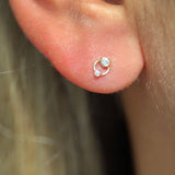 Solid 14k Yellow Gold Double CZ Stud Earring