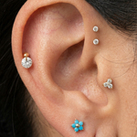 Yellow Gold Floating Gemstone Flat Back Drop Earring