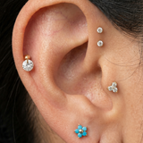 Yellow Gold Floating Gemstone Flat Back Drop Earring