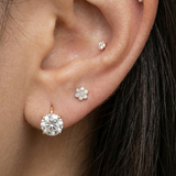 Yellow Gold Floating Gemstone Flat Back Drop Earring