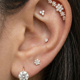 White Gold Diamond Threaded Flat Back Earring