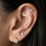 White Gold Flower Diamond Garland Flat Back Earring