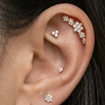 White Gold Flower Diamond Garland Flat Back Earring