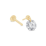 Yellow Gold Floating Gemstone Flat Back Drop Earring