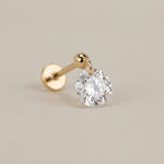 Yellow Gold Floating Gemstone Flat Back Drop Earring