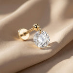 Yellow Gold Floating Gemstone Flat Back Drop Earring