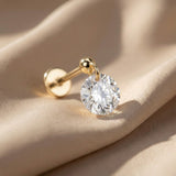 Yellow Gold Floating Gemstone Flat Back Drop Earring