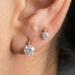 Yellow Gold Floating Gemstone Flat Back Drop Earring