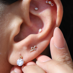 Yellow Gold Snake Threaded Flat Back Earring