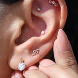 Yellow Gold Snake Threaded Flat Back Earring