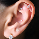 White Gold Diamond Trinity Cluster Flat Back Earring