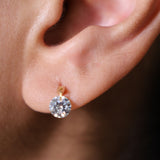 Yellow Gold Floating Gemstone Flat Back Drop Earring