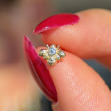 Cubic Zirconia Bee Flat Back Stud in Solid 14k Yellow Gold