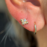 Cubic Zirconia Bee Flat Back Stud in Solid 14k Yellow Gold
