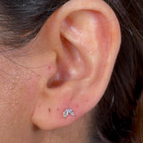 Cubic Zirconia Double Marquise Flat Back Stud in Solid 14k White Gold