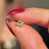Emerald Bee Flat Back Stud in Solid 14k Yellow Gold