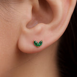 Cubic Zirconia Double Marquise Flat Back Stud in Solid 14k White Gold