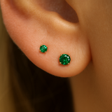 Emerald Cartilage Flat Back Stud in Solid 14k Yellow Gold