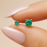 Emerald Cartilage Flat Back Stud in Solid 14k Yellow Gold