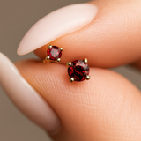 Garnet Cartilage Flat Back Stud in Solid 14k Yellow Gold
