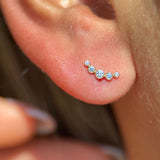 Solid 14k Yellow Gold CZ Stone Ear Crawler