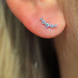 Solid 14k White Gold CZ Stone Ear Crawler